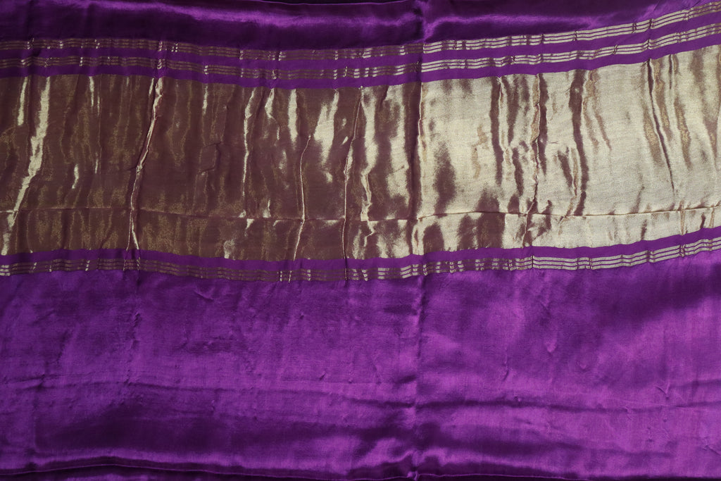 Purple Plain Modal Silk Saree With Lagdi Patta Pallu