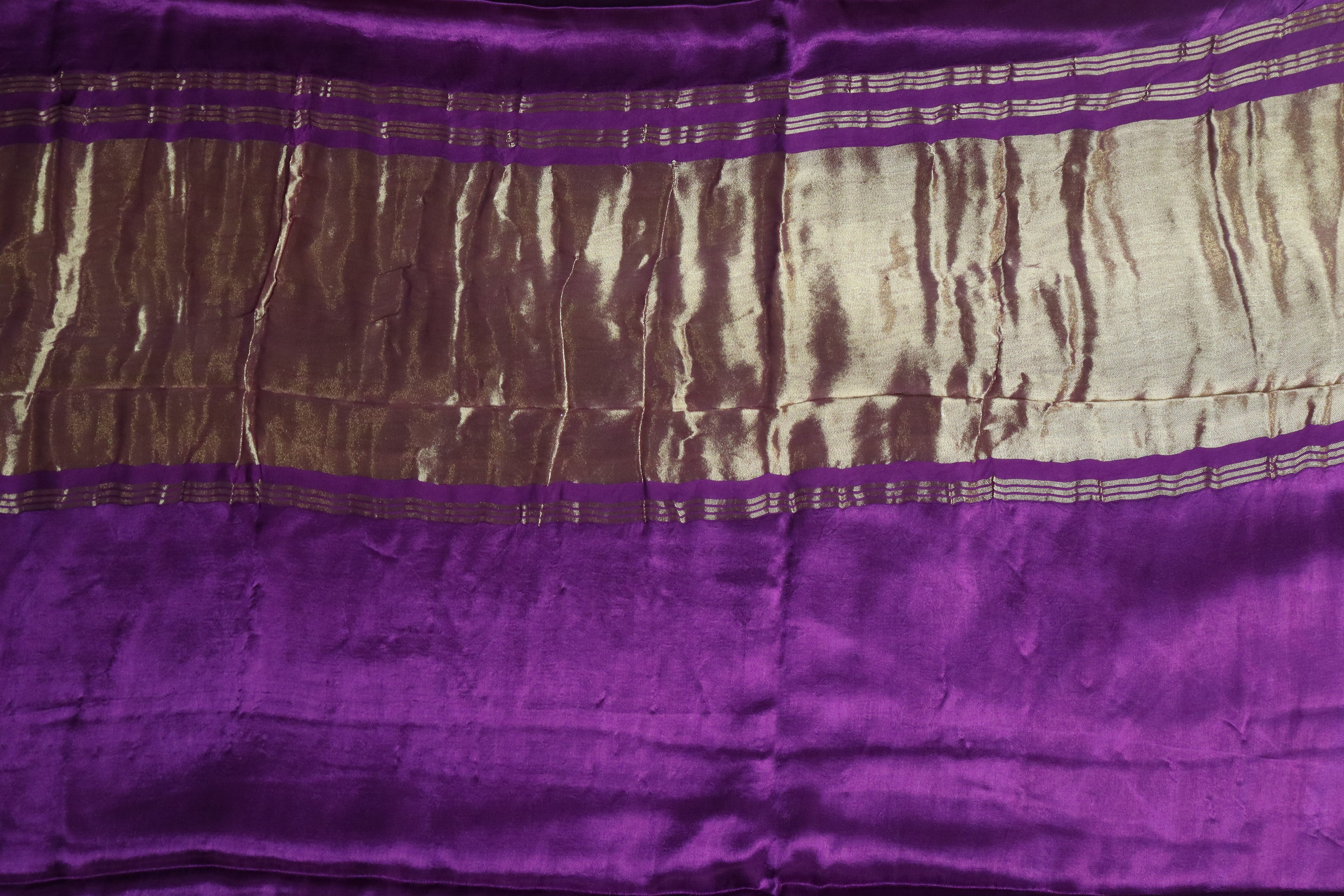 Purple Plain Modal Silk Saree With Lagdi Patta Pallu