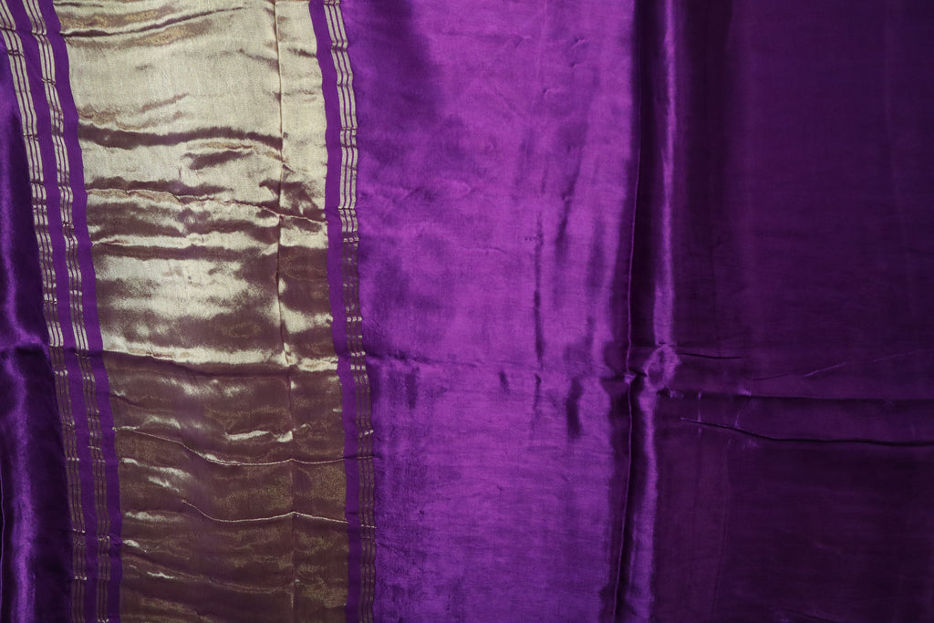 Purple Plain Modal Silk Saree With Lagdi Patta Pallu