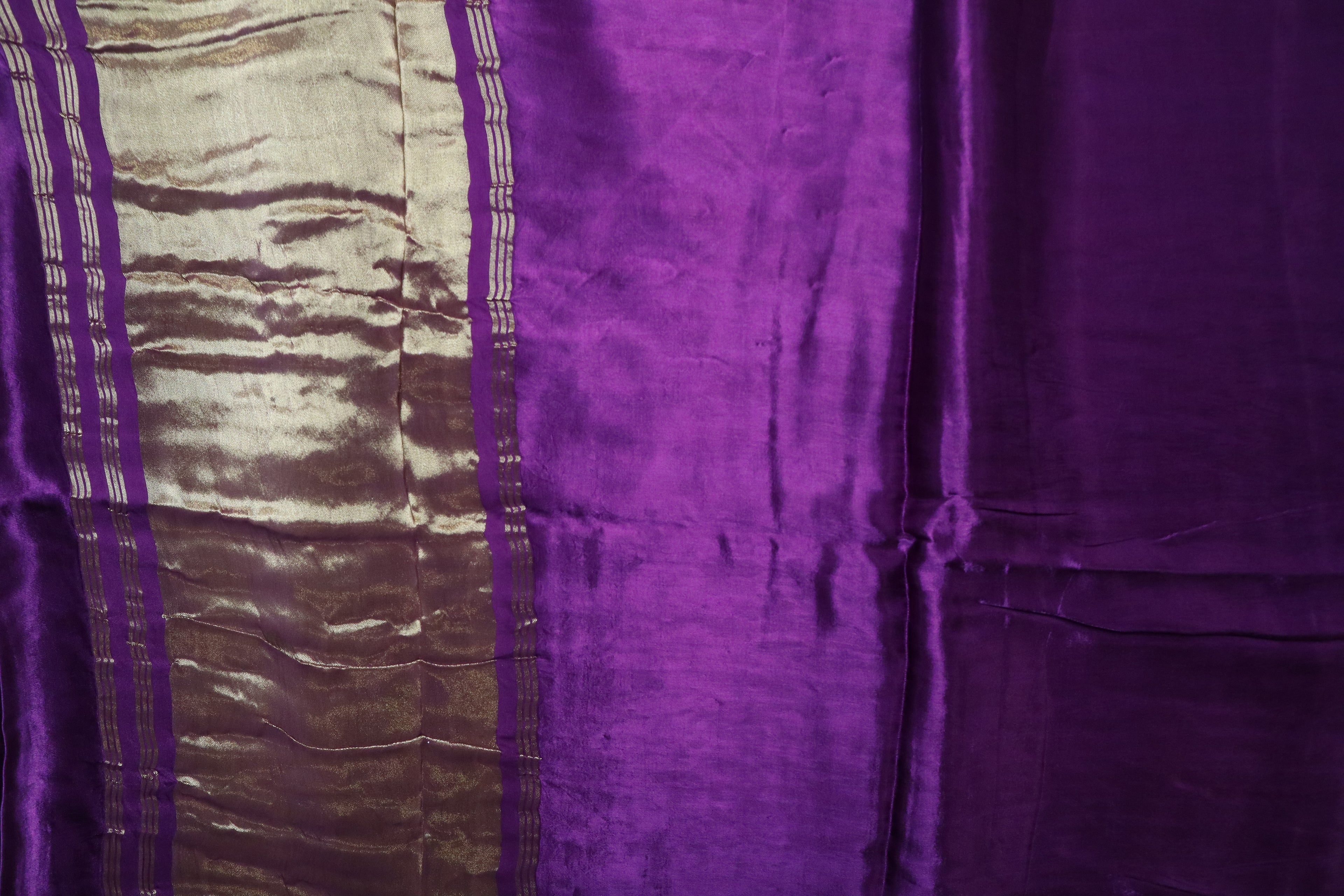 Purple Plain Modal Silk Saree With Lagdi Patta Pallu