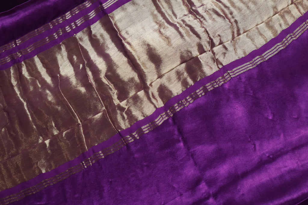 Purple Plain Modal Silk Saree With Lagdi Patta Pallu