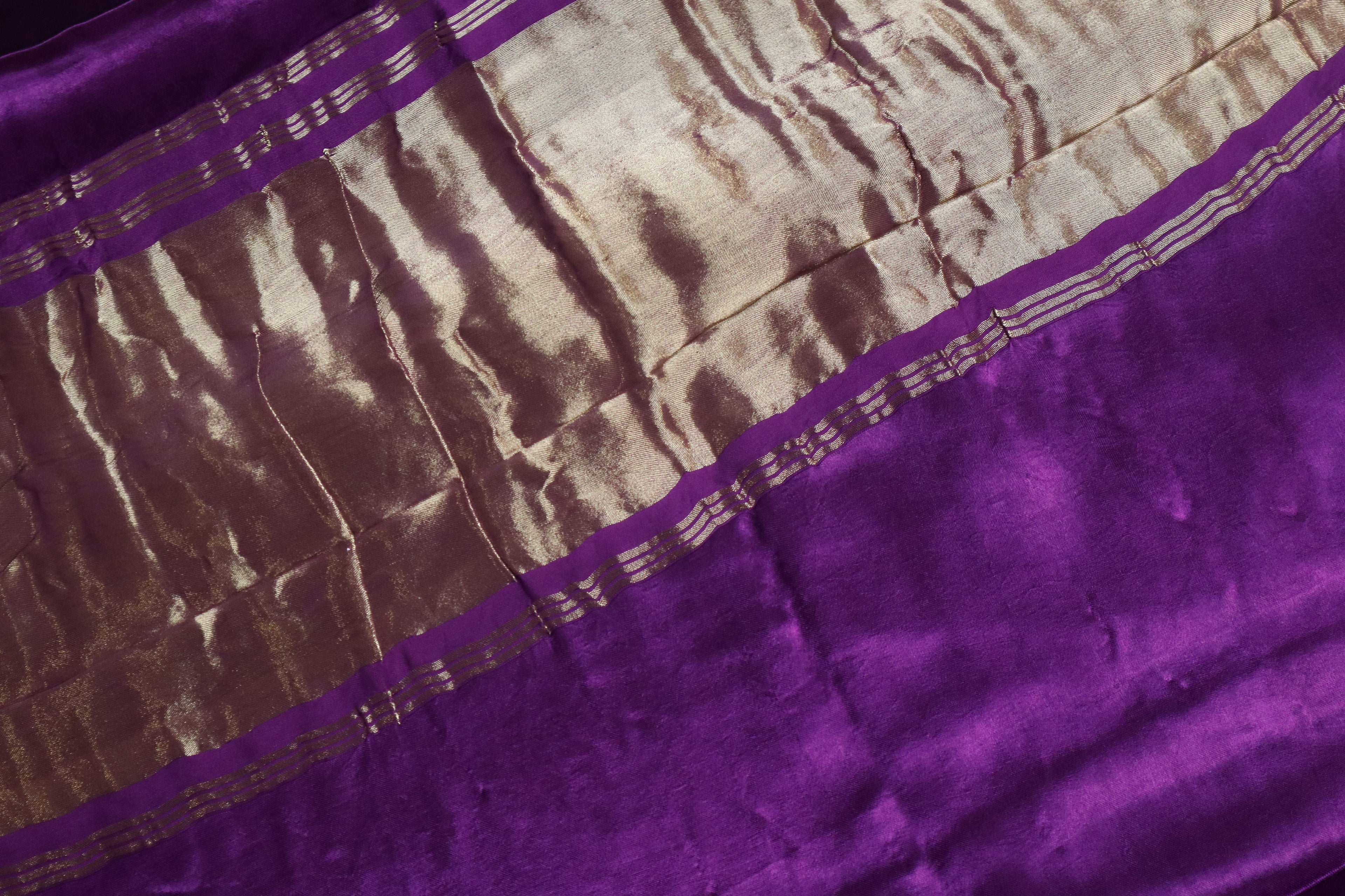 Purple Plain Modal Silk Saree With Lagdi Patta Pallu