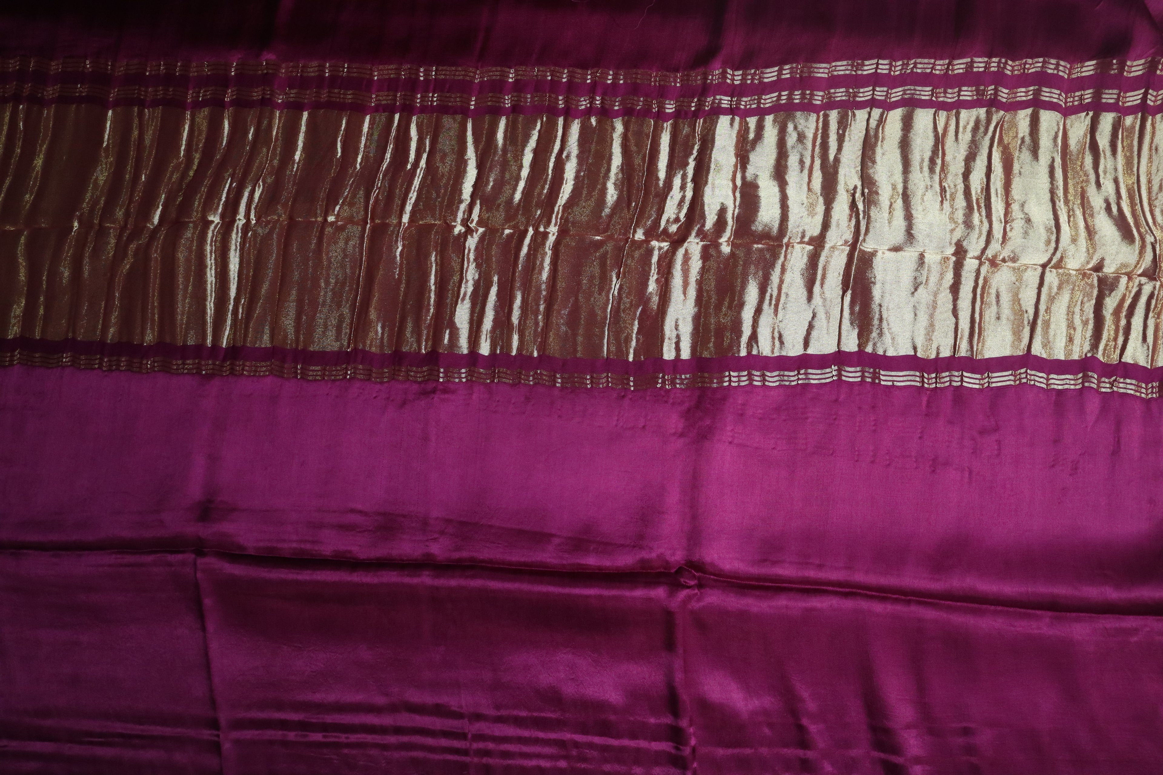 Dark Pink Plain Modal Silk Saree With Lagdi Patta Pallu