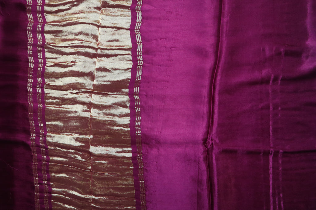 Dark Pink Plain Modal Silk Saree With Lagdi Patta Pallu