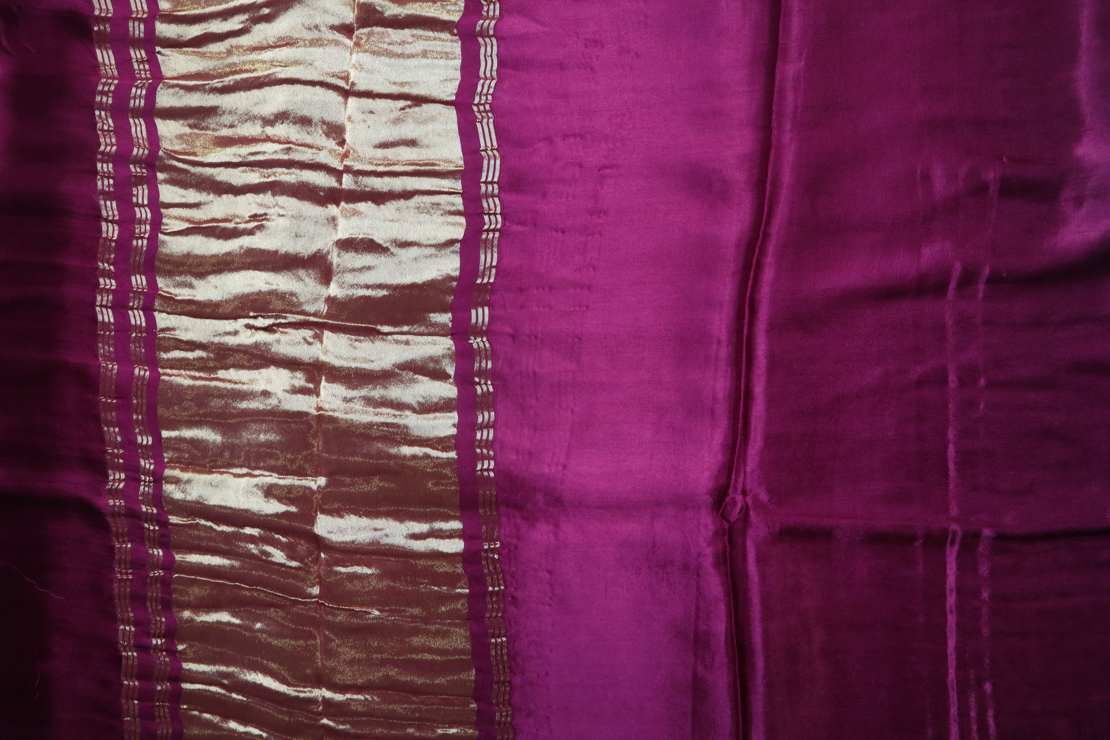 Dark Pink Plain Modal Silk Saree With Lagdi Patta Pallu