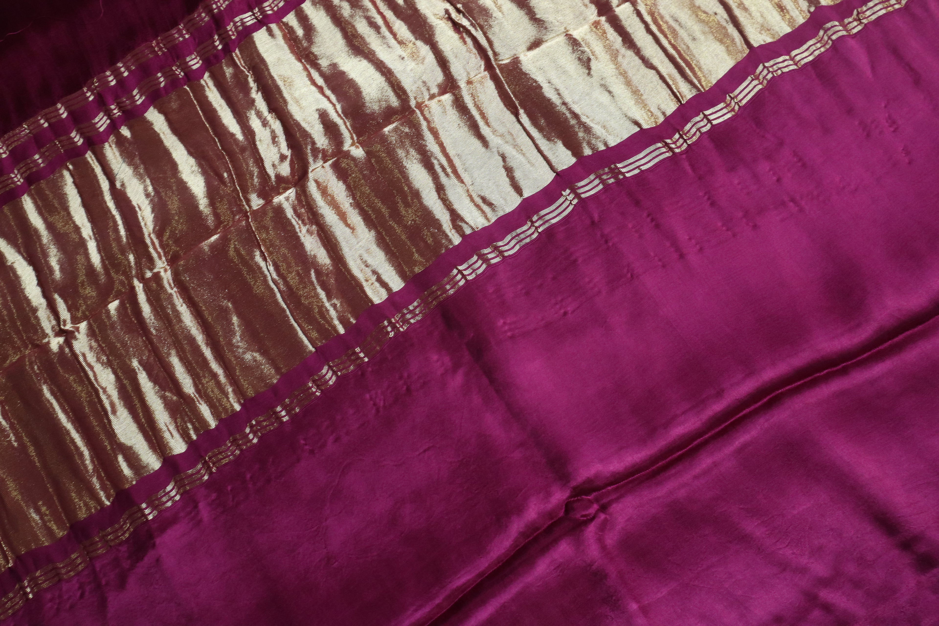Dark Pink Plain Modal Silk Saree With Lagdi Patta Pallu