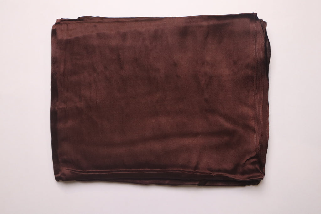 Dark Brown Plain Modal Silk Saree With Lagdi Patta Pallu