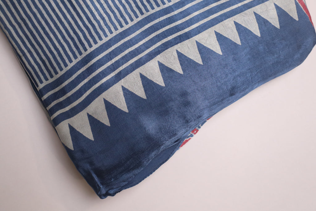 Dark Blue Modal Silk Saree With Stripes And Lagdi Patta Pallu