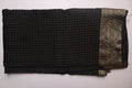 Black Dola Silk Saree With Checks and Banarasi Blouse
