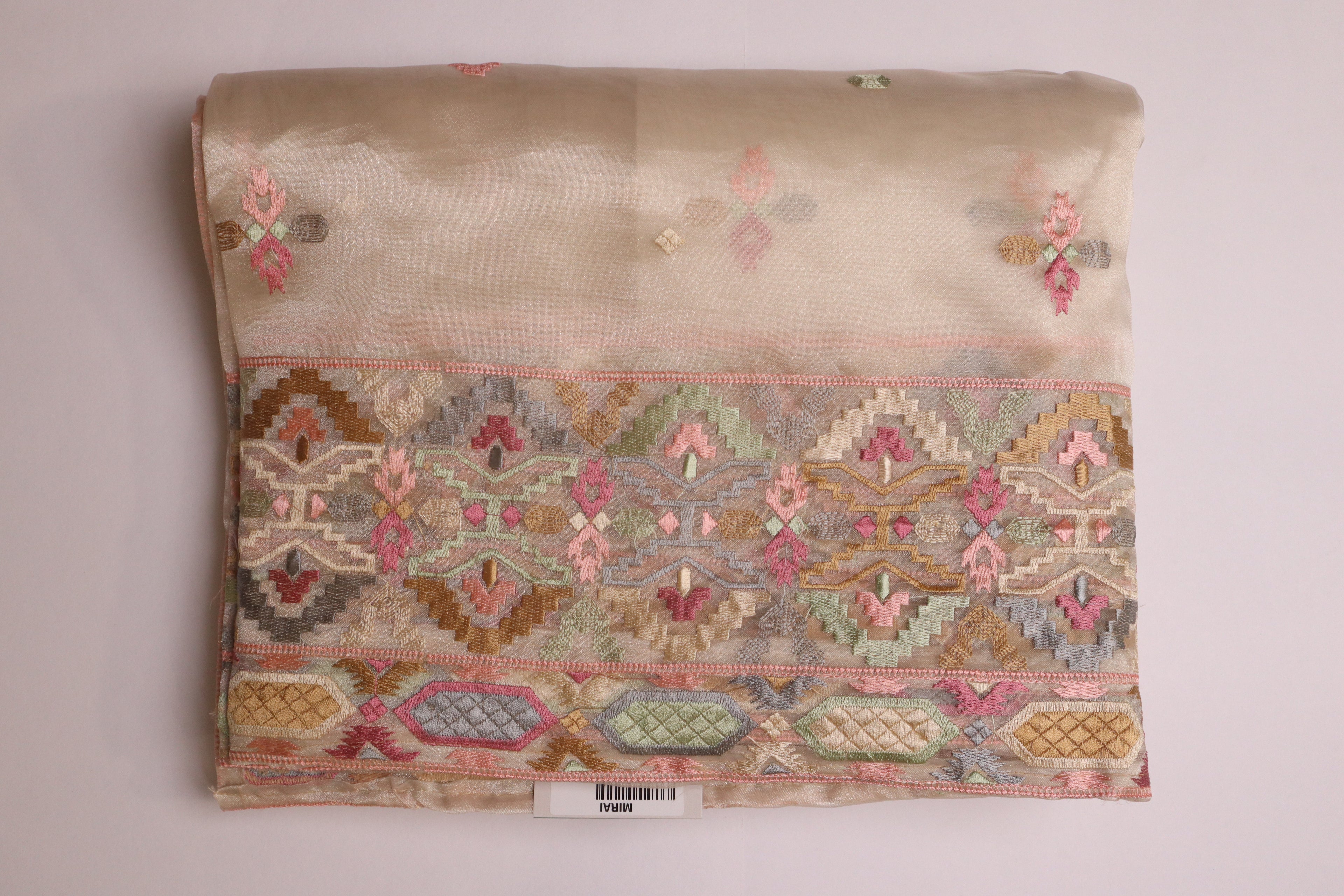 Off White Premium Organza Silk Saree With Multicolour Embroidery