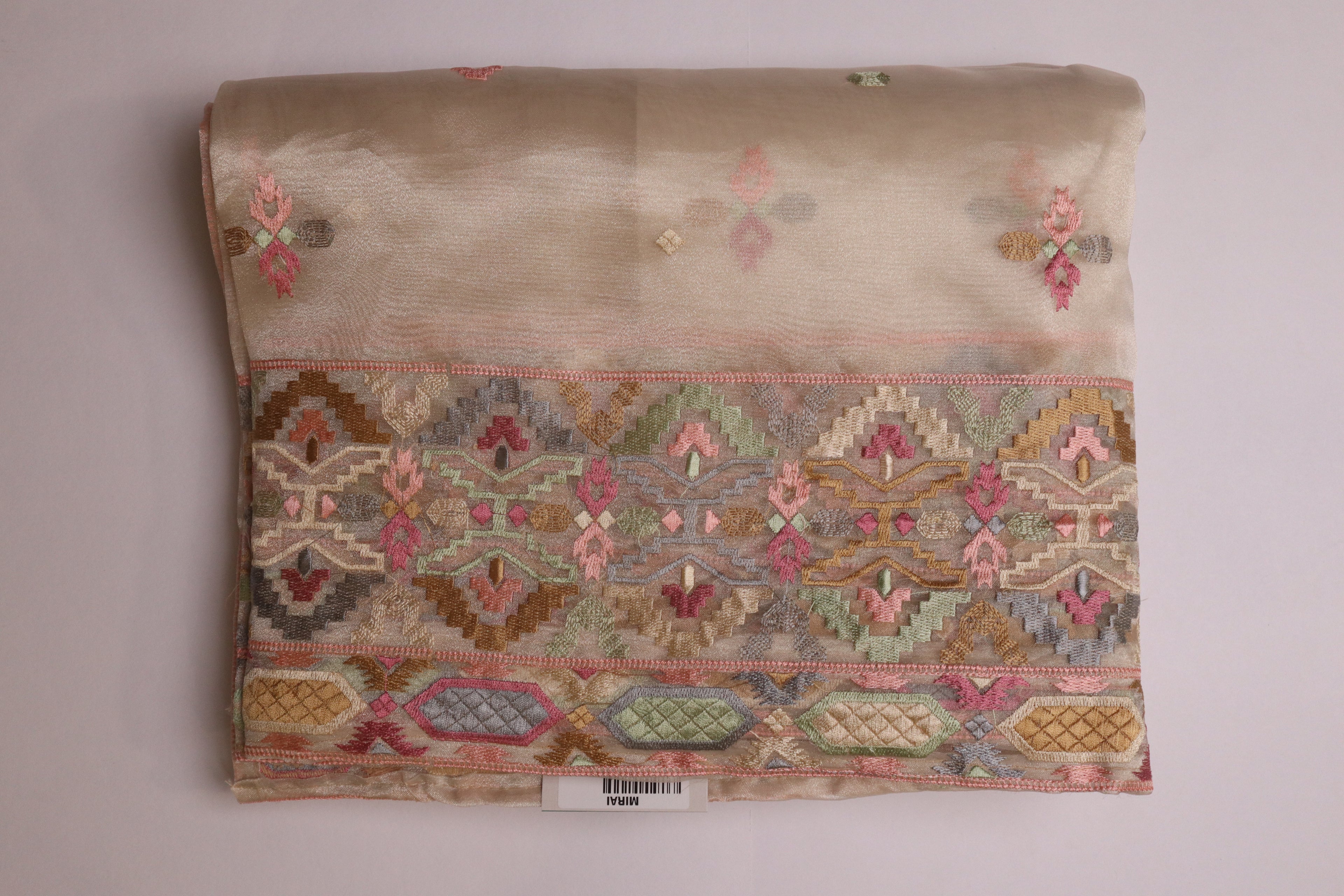 Off White Premium Organza Silk Saree With Multicolour Embroidery